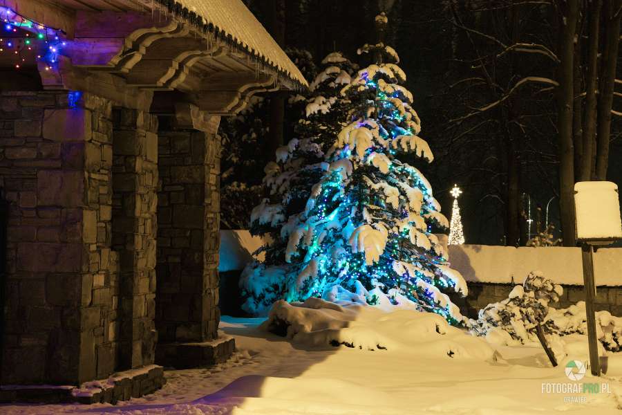 Dekoracja świąteczna przy bramie do Gminnego Ośrodka Kultury - luty 2020